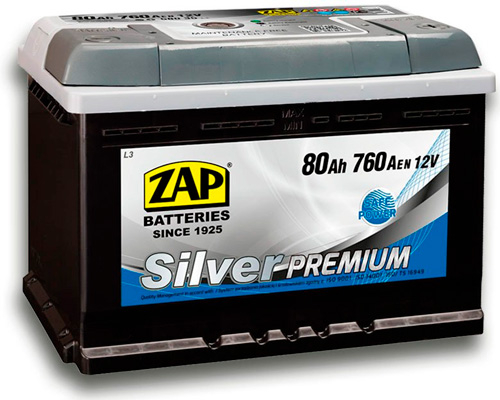 Аккумулятор ZAP Silver Premium (R+) 80 А/ч, ZAP