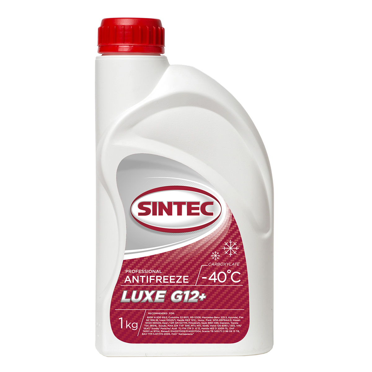 Антифриз Sintec Luxe G12+ -40°С красный готовый 1 кг, 
