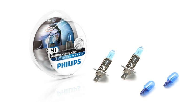 12258BVUSM Philips Лампа галогенная Philips BlueVision Ultra H1 +W5W 12V 55W (2+2 шт.) (12258BVUSM) Philips 12258BVUSM