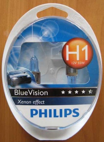 12258BVSM Philips Лампа галогенная Philips BlueVision H1 +W5W 12V 55W (2+2 шт.) (12258BVSM) Philips 12258BVSM