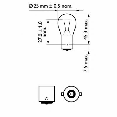 12445CP Philips Лампа накаливания Stop P25 12V 18W (12445CP) Philips 12445CP