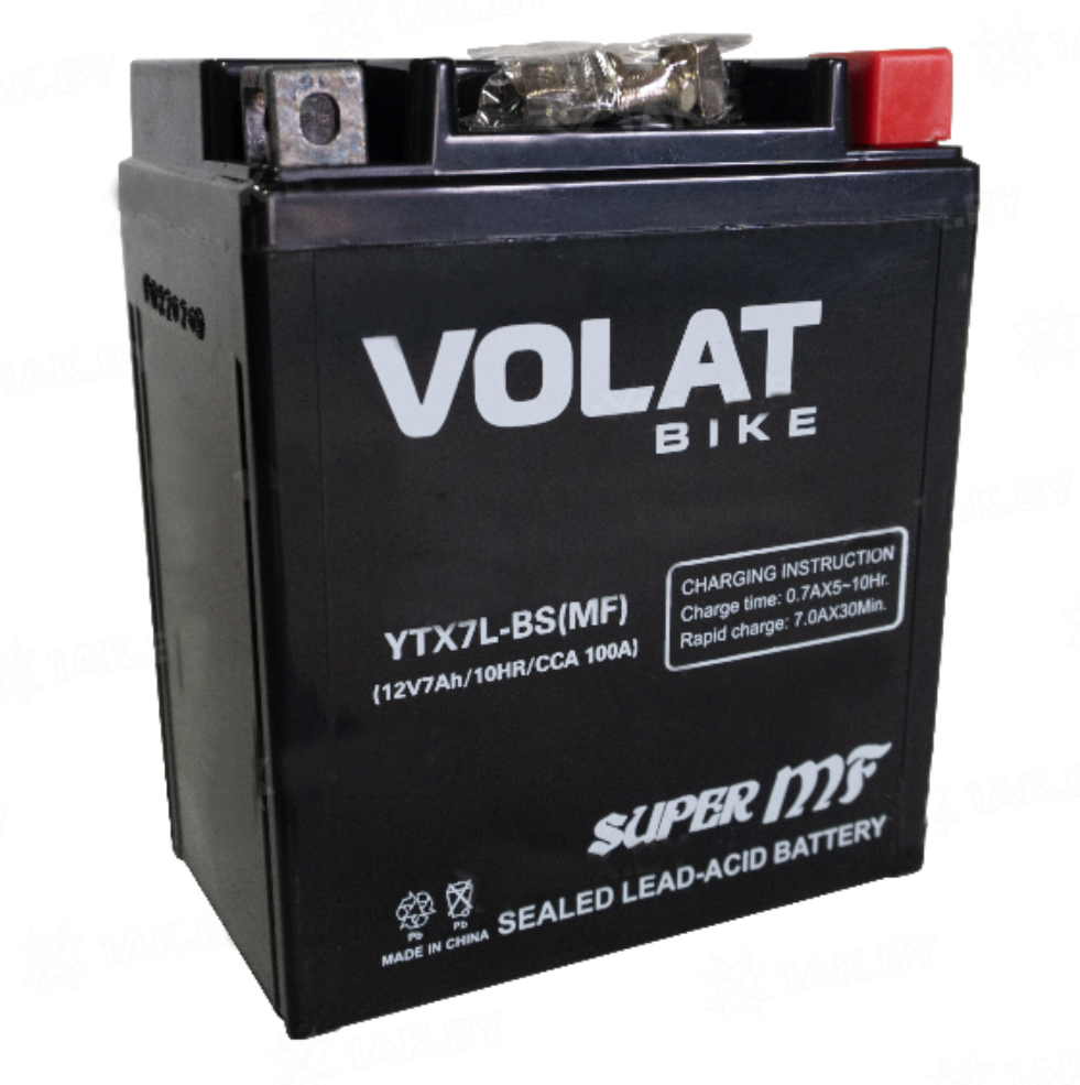 Аккумулятор Volat YTX7L-BS (MF) 12V 7Ah 100A R+, Volat
