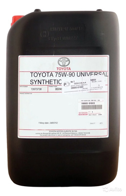 Масло трансмиссионное Toyota SYNTHETIC Gear Oil 75W-90 20л, Масла трансмиссионные