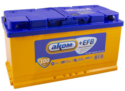 Аккумулятор Аком 6СТ-100 Евро+EFB 100 А/ч, Akom