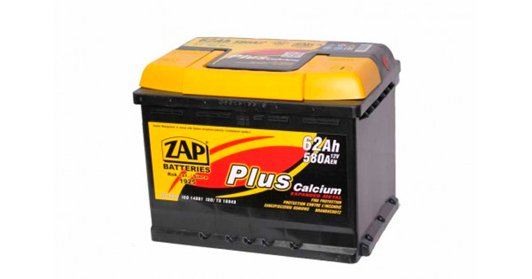 Аккумулятор ZAP Plus (L+) 62 А/ч, ZAP