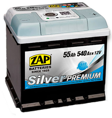 Аккумулятор ZAP Silver Premium (R+) 55 А/ч, ZAP