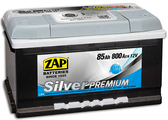 Аккумулятор ZAP Silver (R+) 85 А/ч, ZAP