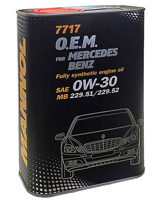 Масло моторное Mannol for Mercedes Benz 0W-30 1л (metal), Масла моторные