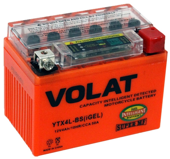 Аккумулятор Volat YTX4L-BS(iGEL) 12V 4Ah 50A R+, Volat